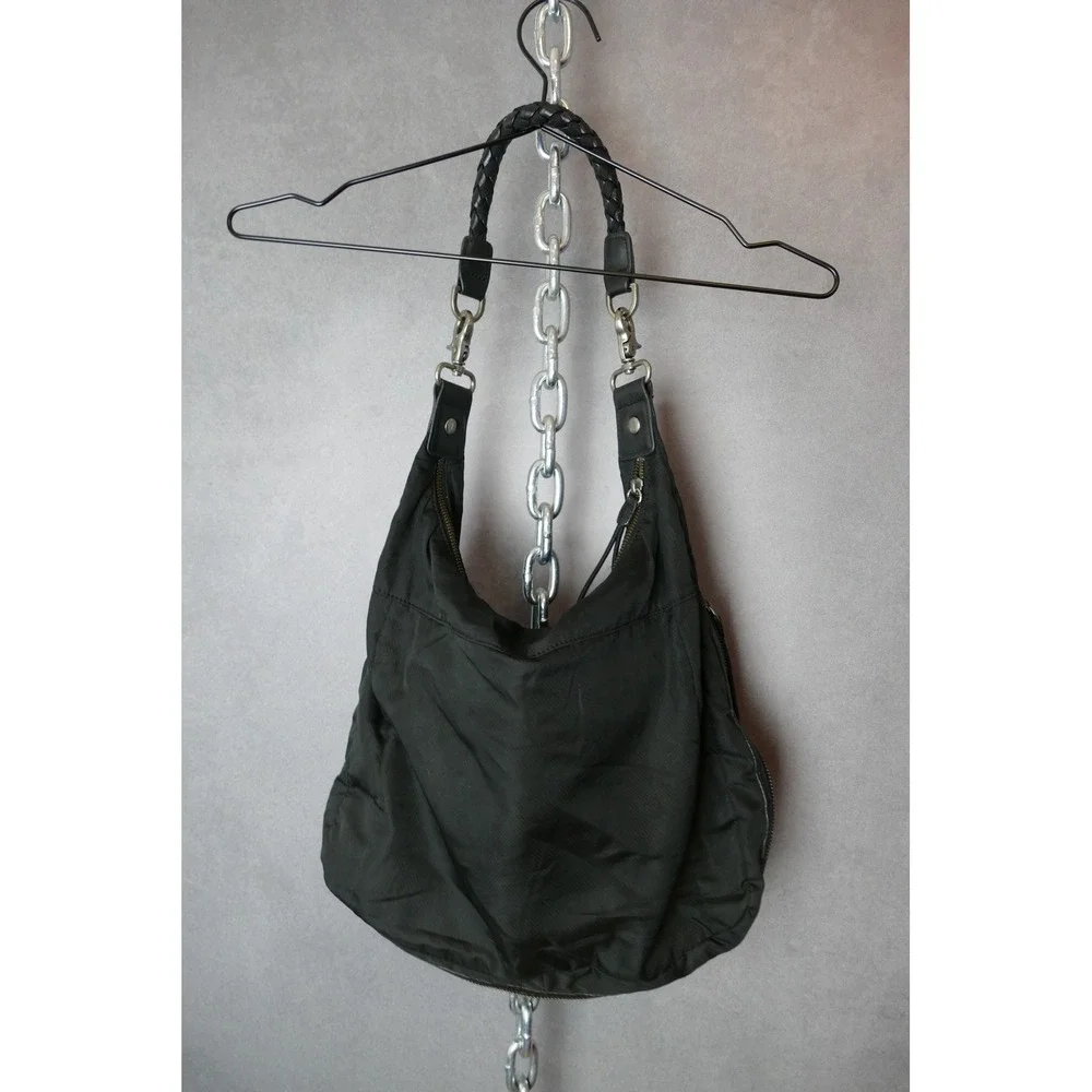 LAMB Gwen Stefani Black Nylon Hobo‎ Bag with Braided Handle